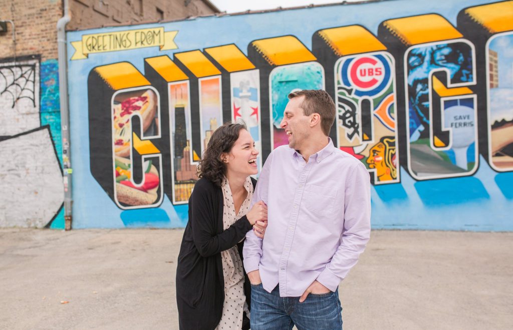 chicago mural wall engagement session 
