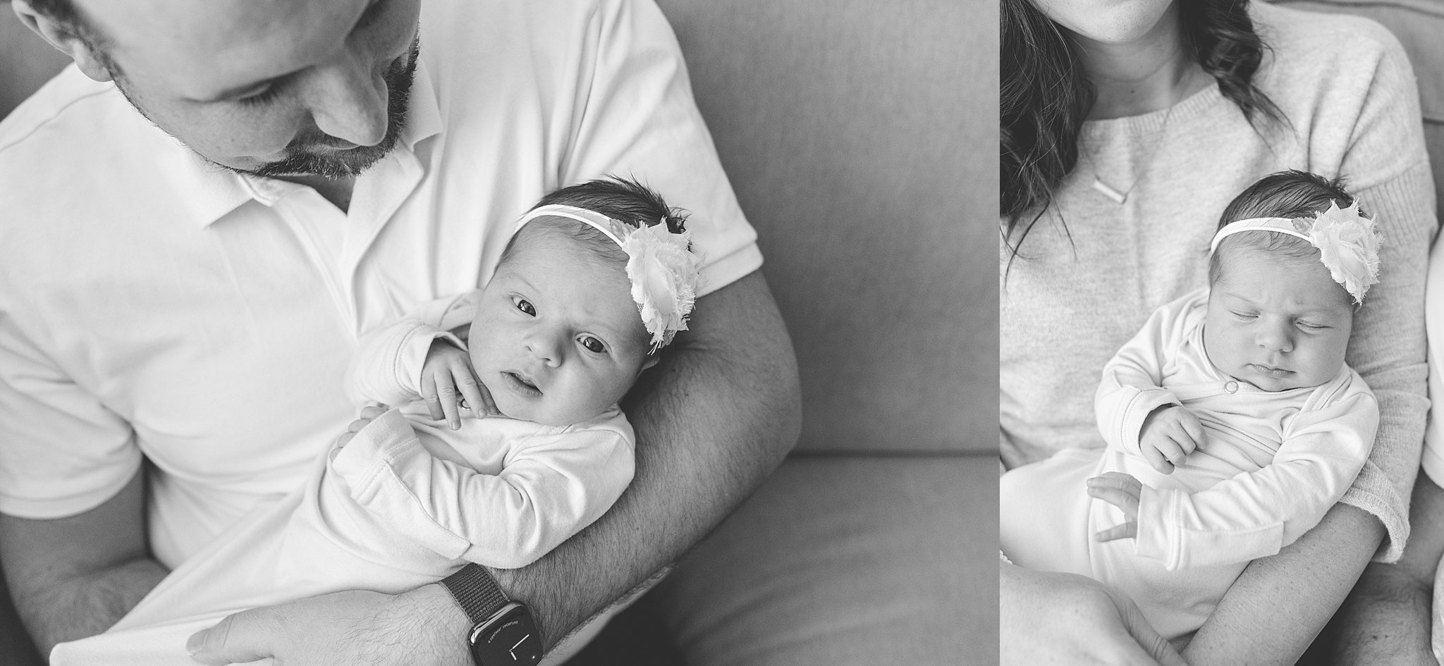 black and white in-home newborn photos